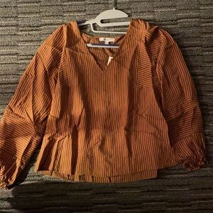 Madewell XS Striped Long-Sleeve V-neck Shirt